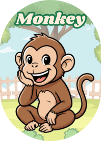 Happy and Mischievous Monkey (B/W 04)