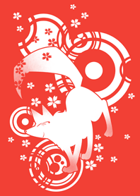 水辺を翔ける白い狐。