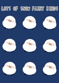 LOTS OF SNOW FAIRY BIRDS-NAVY BLUE
