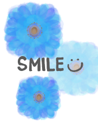 Watercolor Blue flower - smile13-