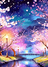 Beautiful night cherry blossoms#697