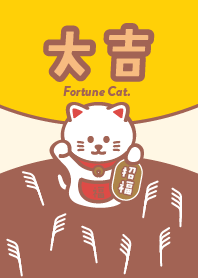 お月見をする招き猫／満月／赤黄