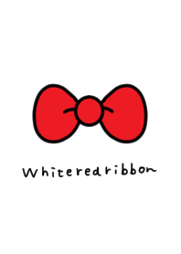 White with red ribbon