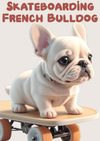 可愛法國鬥牛犬溜滑板