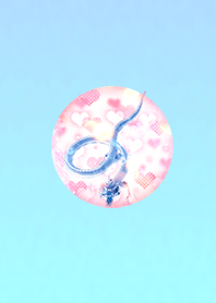Blue Pink Dragon Heart in Love Luck