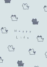 Small Cats (pattern)-light blue white.