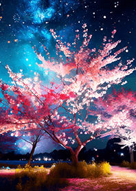 Beautiful night cherry blossoms#1321