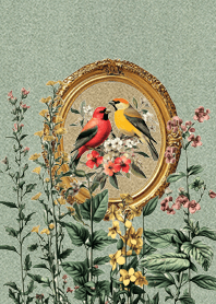 vintage birds and flowers