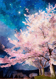 Beautiful night cherry blossoms#998