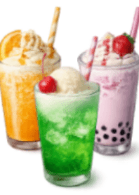 Melon soda, Tapioca, Fruits, Drink