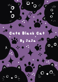 Cute Black Cat (Purple) No.02 By JaJa