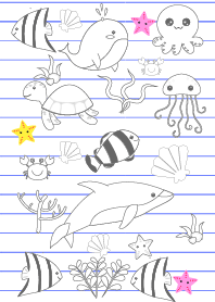 Sea Animals On Paper