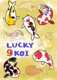 Lucky 9 KOI carp fish (Golden theme)