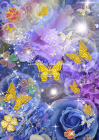 Lucky Roses and Butterflies blue