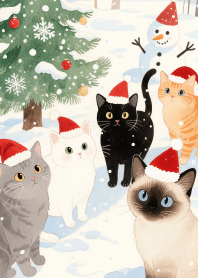 Lovely Cat Gang In Christmas Day