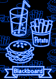 Blackboard -Blue neon food-