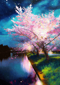 Beautiful night cherry blossoms#933