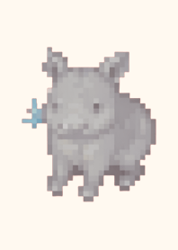 Rhinoceros Pixel Art Theme  Brown 04