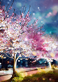 Beautiful night cherry blossoms#1332