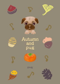 Autumn fruit and pug design01