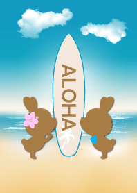 suntan rabbits and surfboard ALOHA.