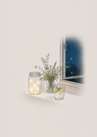 夜窗微光星夜