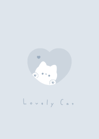 ねことハート。淡いブルーグレー