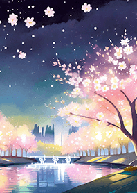 Beautiful night cherry blossoms#496