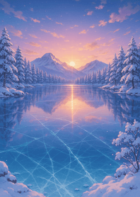 Frozen Lake Mountain Sunrise
