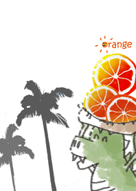 Orange and dinosaur