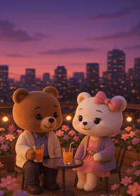 City Rooftop Sunset Bear Date