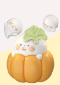 Little ghost and pumpkins Halloween