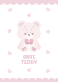 Cute Teddy pattern [white&pink]