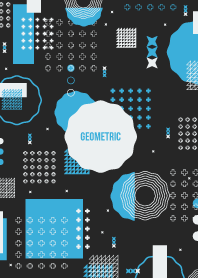 Geometric Curved Circle Black Aqua