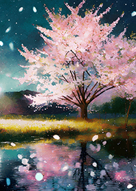 Beautiful night cherry blossoms#1152
