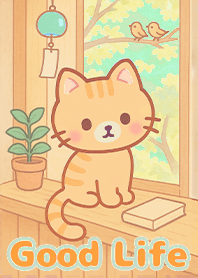 치유의 삶-창가에 있는 얼룩 고양이1.6