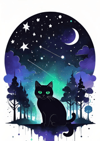 A cat gazing at the starry sky 28aD71