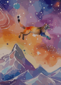 Cat in Space on brown