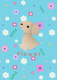dachshund nordic flower theme20lightblue