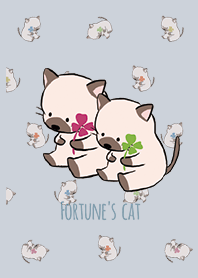 ベージュ&ブルー / 風水 全幸運のネコ