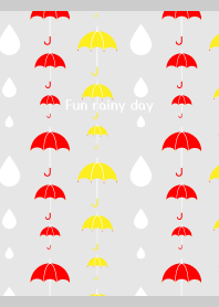 Umbrella and raindrops on gray