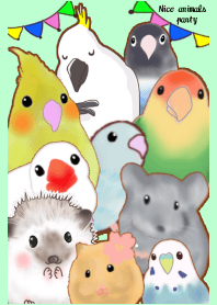 Cute animal and bird party