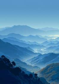 藍色 層疊藍山靜謐時光