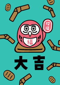 LUCKY DARUMA OWL / Mint x Peach x Gold