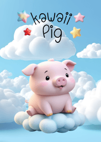 Kawaii Pig in Could Theme