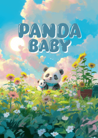 baby panda and flower