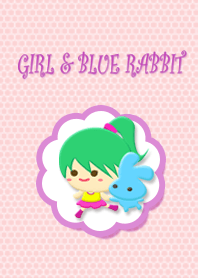 Girl and blue rabbit