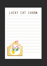 LUCKY CAT CHARM NOTEBOOK-CHARCOAL GREY