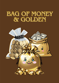Gold bag of money and golden