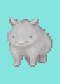 Rhinoceros Pixel Art Theme  Green 09